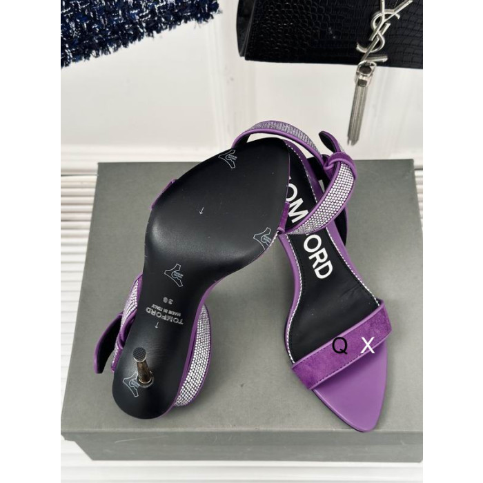 Tom Ford 10cm Catifea Asimetrice Cristal Sandale În Purple06