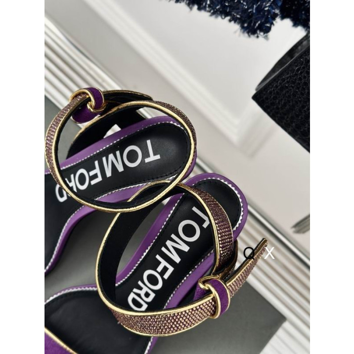 Tom Ford 10cm Catifea Asimetrice Cristal Sandale În Purple07