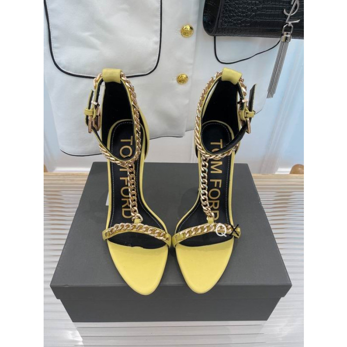 Tom Ford Piele Lanț Punct-Toe Glezna Curea Sandale În Galben