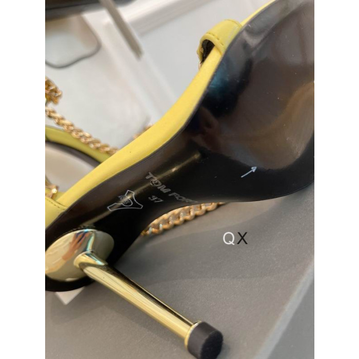 Tom Ford Piele Lanț Punct-Toe Glezna Curea Sandale În Galben