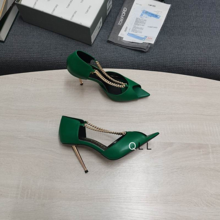 Tom Ford Piele Metal Open Toe Pompe În Verde