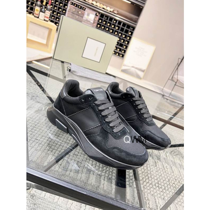Tom Ford Black Tehnice Low-Top Sneaker In Negru