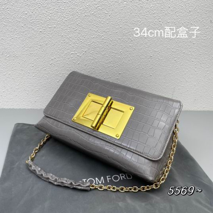 Tom Ford Femei Crocodil Geantă De Umăr În Gri