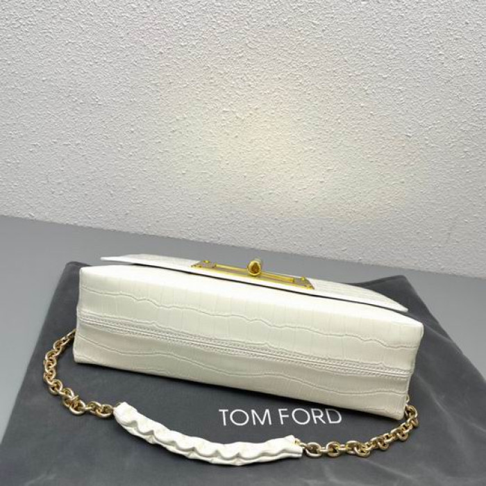 Tom Ford Femei Crocodil Geantă De Umăr În Alb