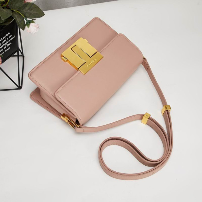 Tom Ford Piele Și Aur Catarama Logo-Ul Mini Geanta De Umar In Roz 