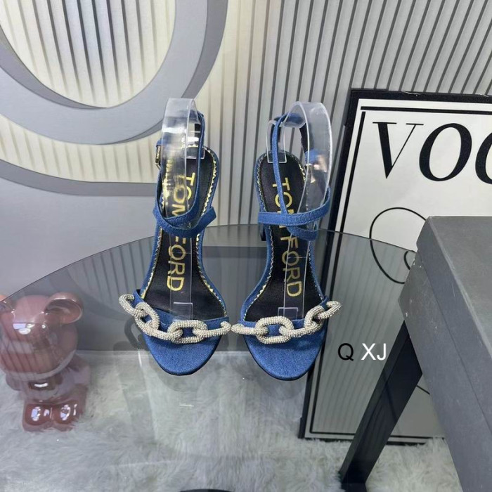 Tom Ford 10.5 cm Lanț Sandale din Piele Albastru