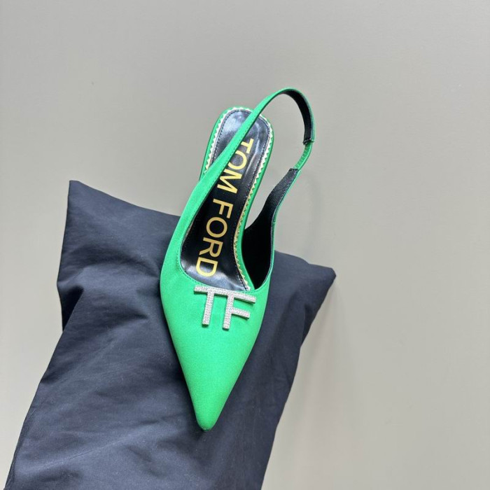 Tom Ford 10cm Piele Angelina Slingback În Verde Strălucitor