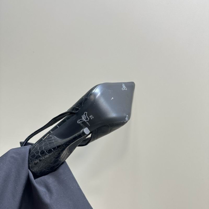 Tom Ford 10cm Piele de Crocodil Angelina Slingback În Negru