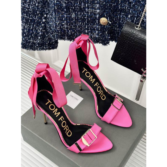 Tom Ford 10cm de Mătase, Satin, Catarama Gol Curea Sandale Roz