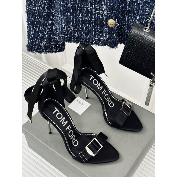 Tom Ford 10cm de Mătase, Satin, Catarama Gol Curea Sandale În Negru