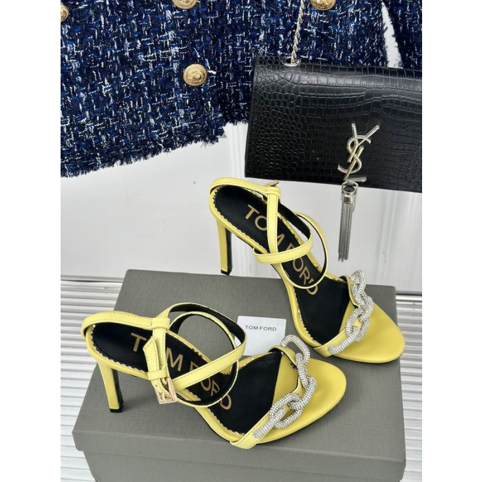 Tom Ford 10cm Piele Lanț de Argint Sandale În Galben