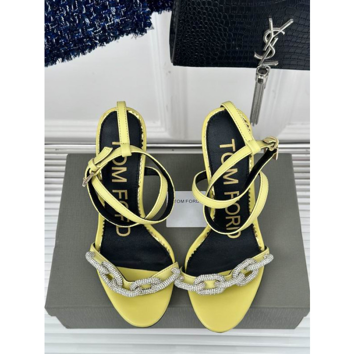 Tom Ford 10cm Piele Lanț de Argint Sandale În Galben