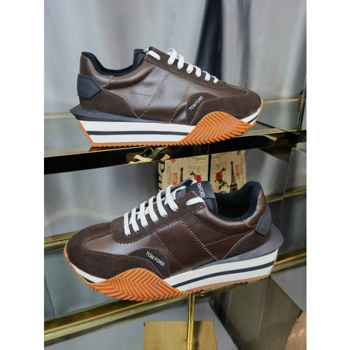 Tom Ford Piele De Căprioară Material Tehnic James Sneaker Dark Brown 045