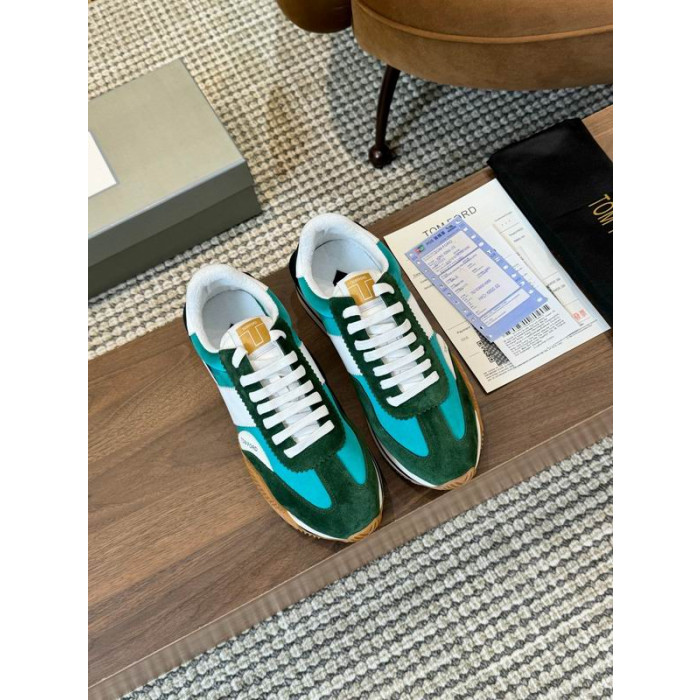 Tom Ford Piele De Căprioară Material Tehnic James Sneaker In Albastru/Verde 032