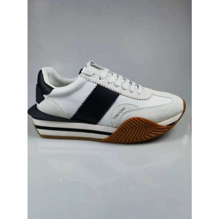 Tom Ford Piele De Căprioară Material Tehnic James Sneaker In Alb/Negru 006