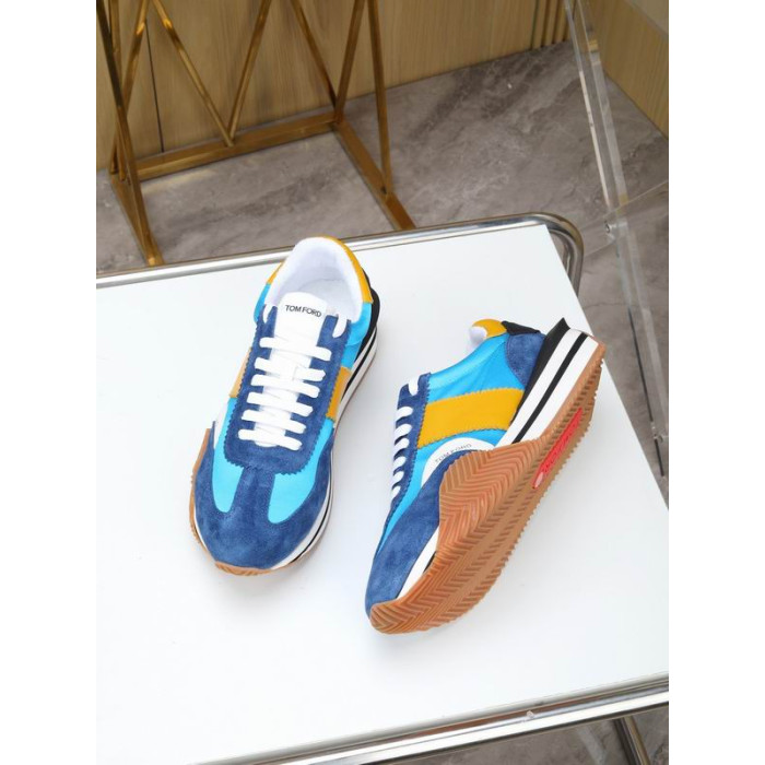 Tom Ford Piele De Căprioară Material Tehnic James Sneaker In Albastru/Maro 018