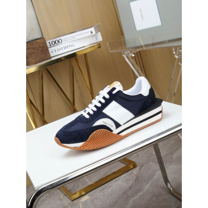 Tom Ford Piele De Căprioară Material Tehnic James Sneaker În Albastru Închis 019