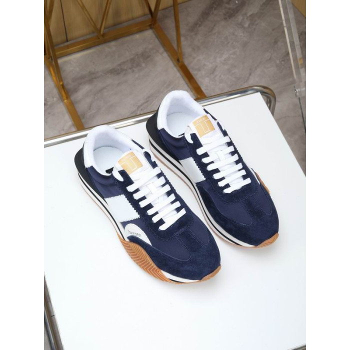Tom Ford Piele De Căprioară Material Tehnic James Sneaker În Albastru Închis 019
