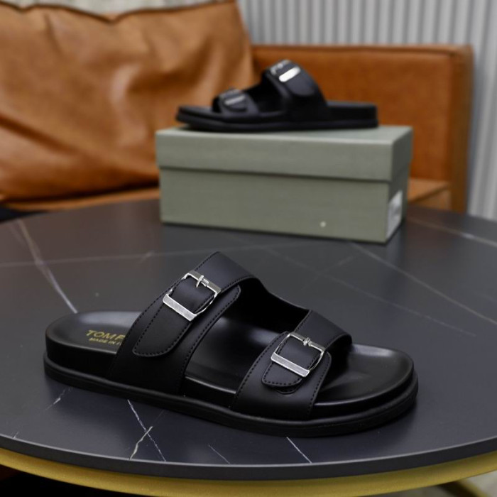 Tom Ford Barbati din Piele Flip Flops În Black01