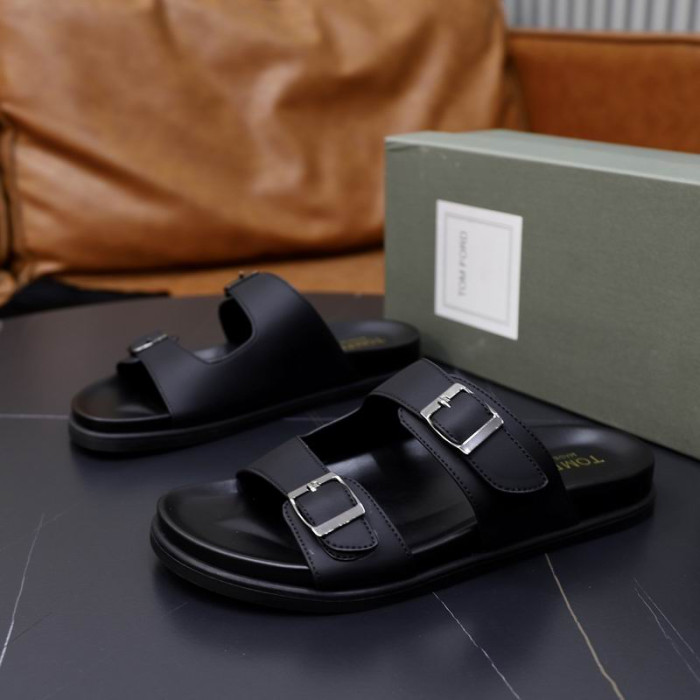 Tom Ford Barbati din Piele Flip Flops În Black01