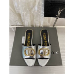 Tom Ford din Piele de Brevet TF Logo-ul Slide Din Argint