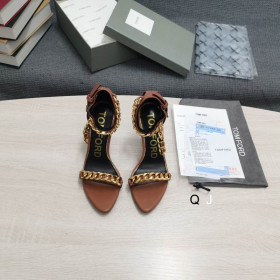 Tom Ford Piele Lanț De Metal A Subliniat Sandale Maro