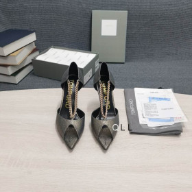 Tom Ford Metal Open Toe Pompe În Aur Negru
