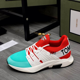 Tom Ford Nailon Ochiurilor De Plasă Dantela-Up Low-Top Adidași În Alb/Rosu/Albastru