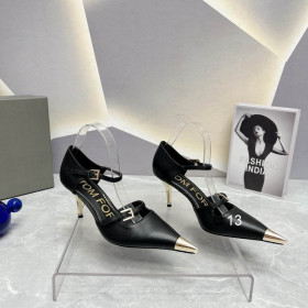 Tom Ford 7.5 cm Două-Curea Metalica-bombeu Pompe de Piele În Negru