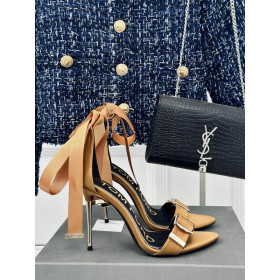 Tom Ford 10cm de Mătase, Satin, Catarama Gol Curea Sandale Maro