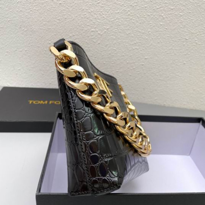Tom Ford Hrubé Reťaze Krokodíla Vzor Podpazušia Taška V Čierno