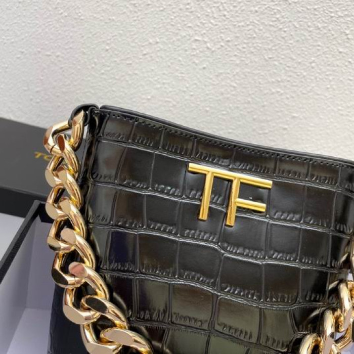 Tom Ford Hrubé Reťaze Krokodíla Vzor Podpazušia Taška V Čierno