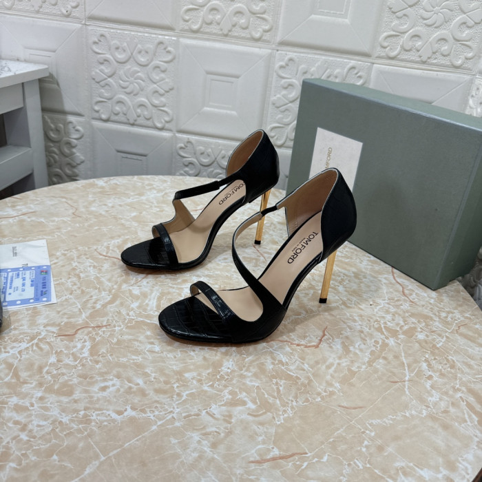 Tom Ford 10.5 cm Krokodíl Vysokým Podpätkom Sandál V Čiernej farbe