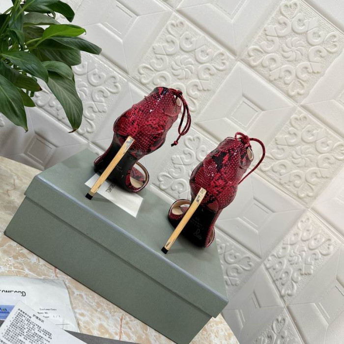 Tom Ford 10.5 cm Tlačené Snakeskin Sandál V Červenej farbe