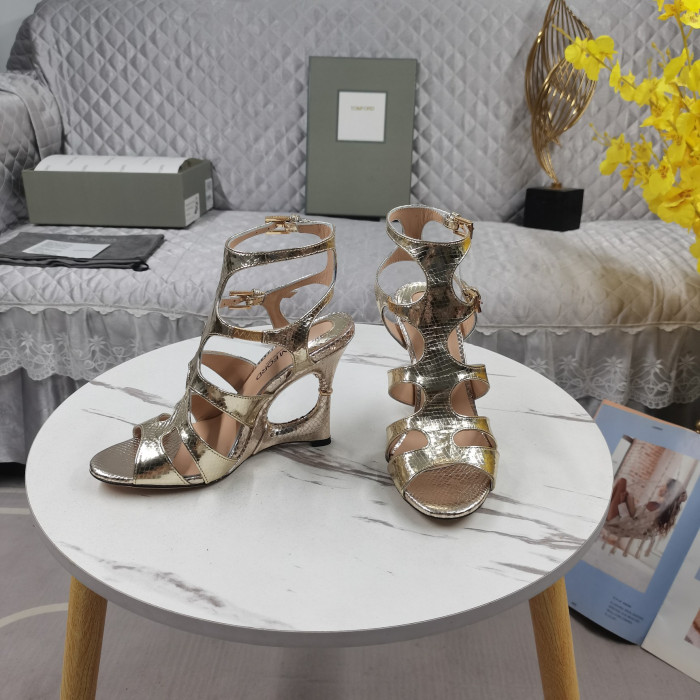 Tom Ford 11 cm Lesklý Tlač Snakeskin Paradis Klietky Sandál V Zlate