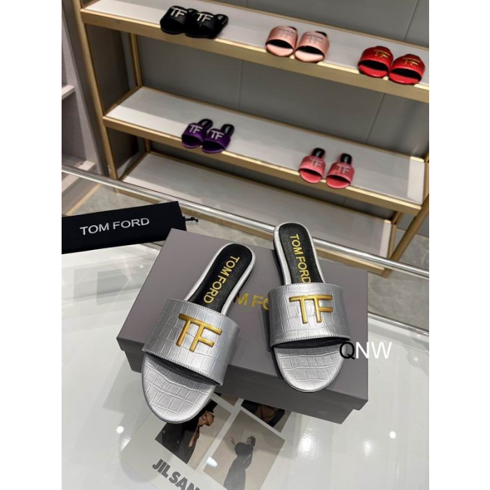 Tom Ford Krokodíla TF Logo List V Striebornej farbe