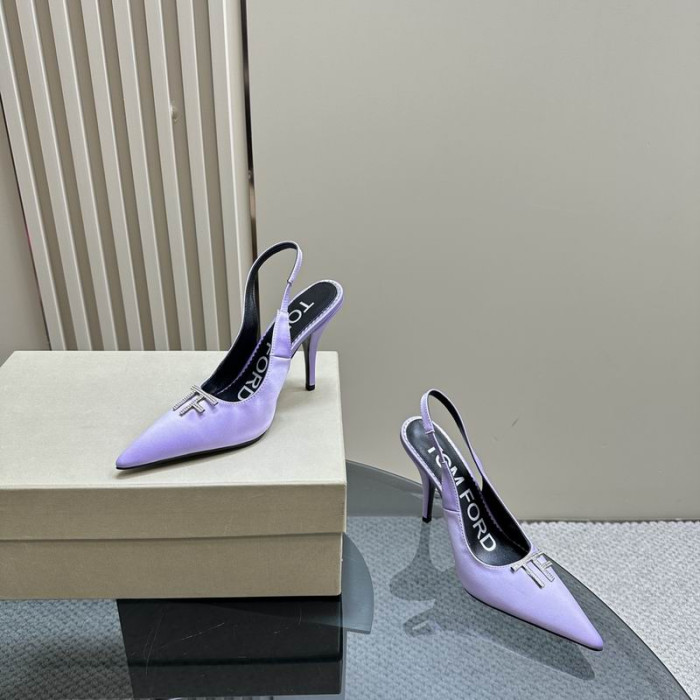 Tom Ford 10 cm Kožené Angelina Slingback V Svetlo Fialová
