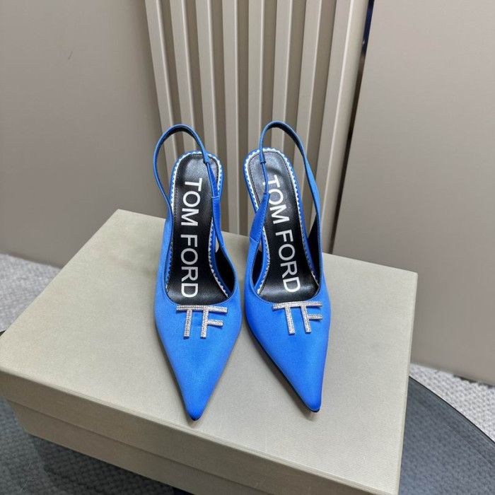 Tom Ford 10 cm Kožené Angelina Slingback V Žiarivo Modré