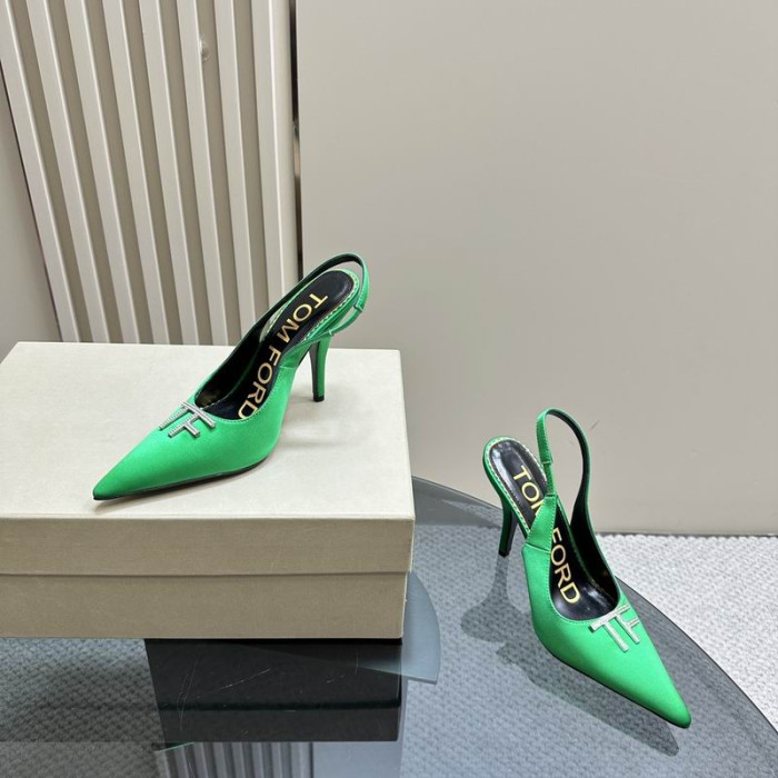 Tom Ford 10 cm Kožené Angelina Slingback V Žiarivo Zelené
