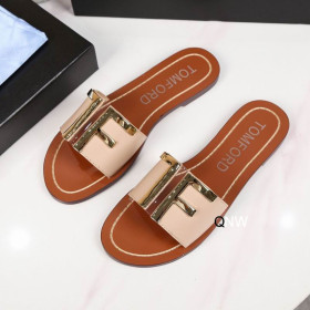 Tom Ford Kožené TF Logo Plochý List V Nude