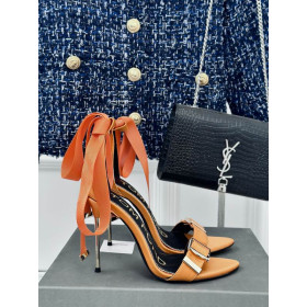 Tom Ford 10 cm Hodvábny Satén Pracky Duté Popruh Sandál V Orange