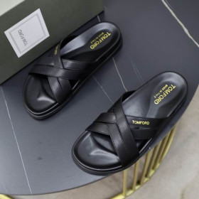 Tom Ford pánske Kožené Kríž Papuče V Čiernej farbe