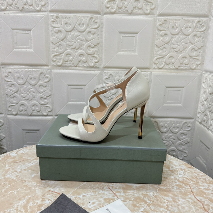 톰 포드 10.5cm 악어 하이힐 샌들에 흰색