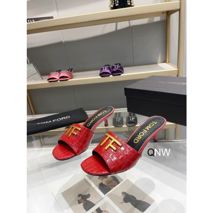 톰 포드 4.5cm 악어 TF 로고 슬라이드에 빨간