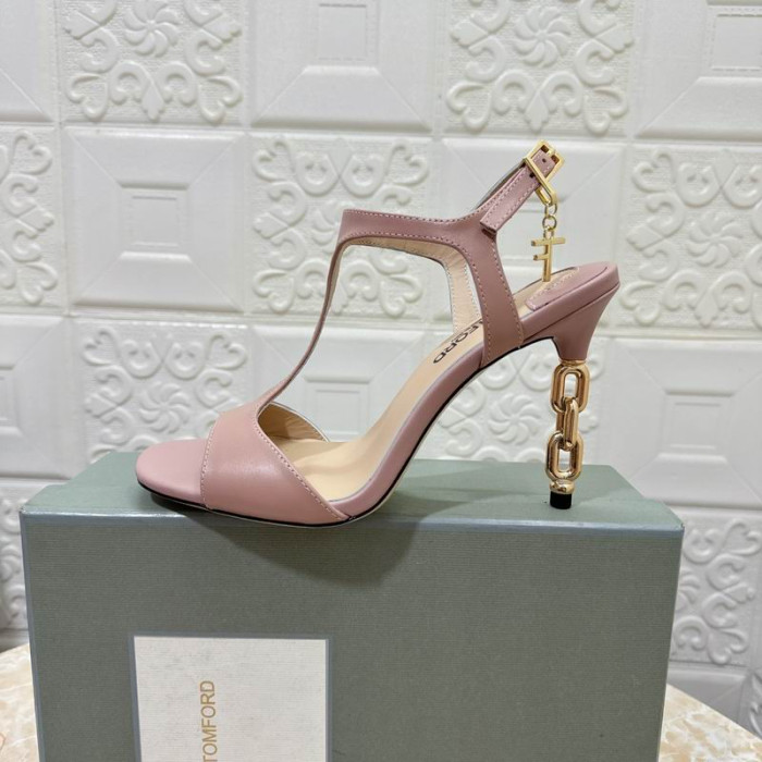 Sandale i To Od Sjajnu Kožu Sa Srebrnim Metalnim Lancem Tom Ford 10,5 cm Ljubičaste Boje