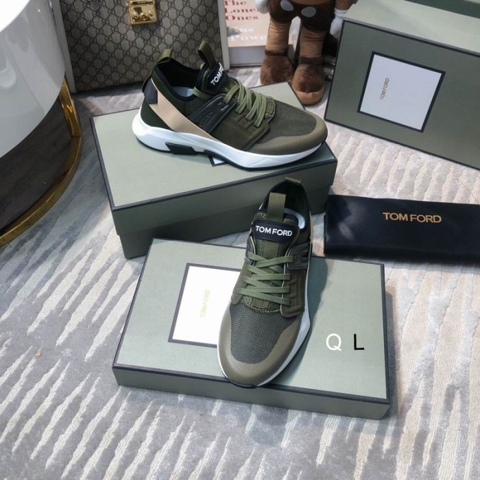 Tenisice Tom Ford Jago s niskim gornjim dijelom od najlona mreže u Army Zelenoj boji 04