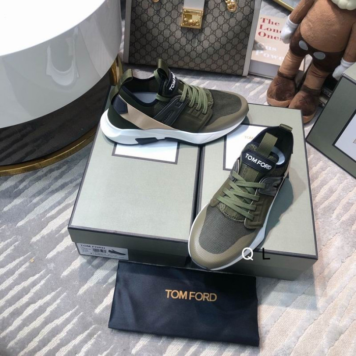 Tenisice Tom Ford Jago s niskim gornjim dijelom od najlona mreže u Army Zelenoj boji 04