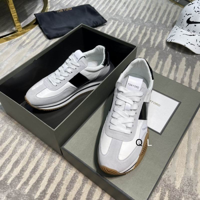 Tenisice James iz ekološki čistog замшевого materijala Tom Ford Sive/Bijele/ Crne boje