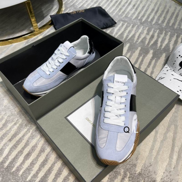 Tenisice James iz ekološki čistog замшевого materijala Tom Ford Plave/bijele/Crne boje