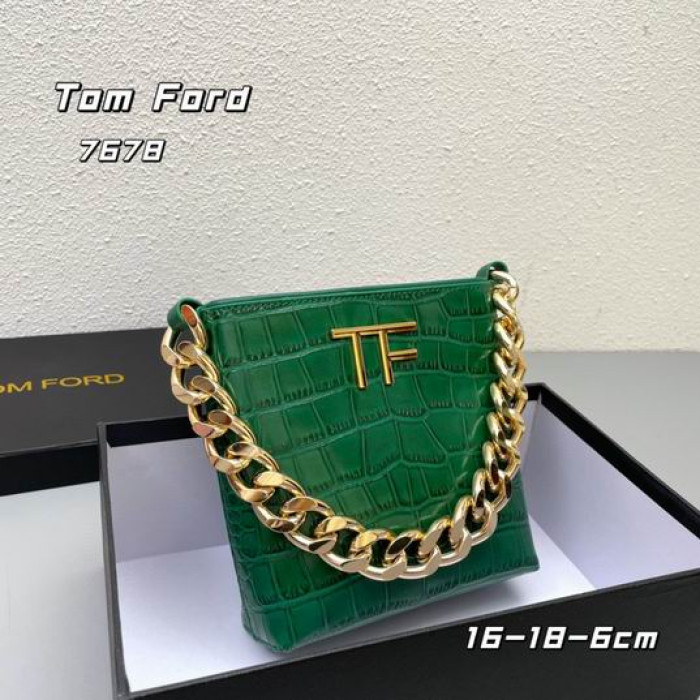 Torba za ispod pazuha S Uzorkom Krokodilske Kože na Debelom Lancu Tom Ford Zelene Boje